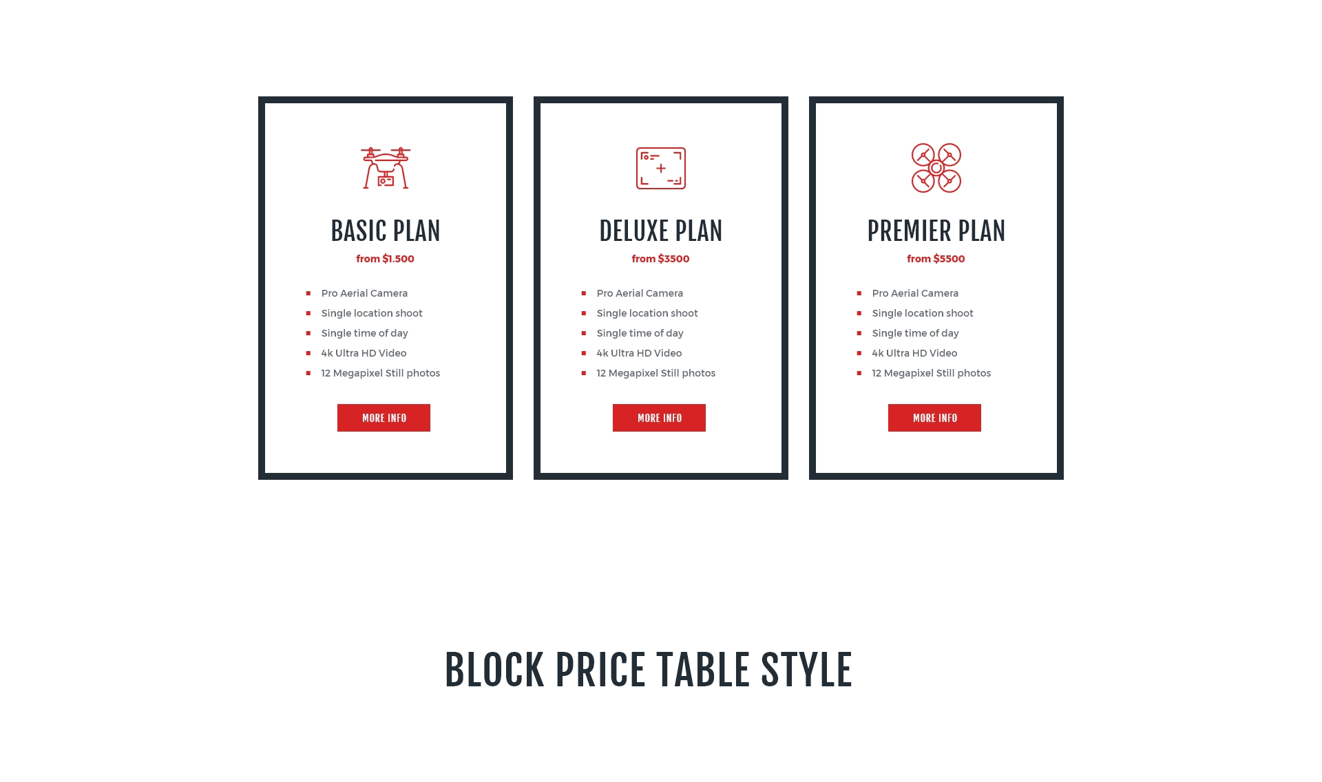 Block price table style
