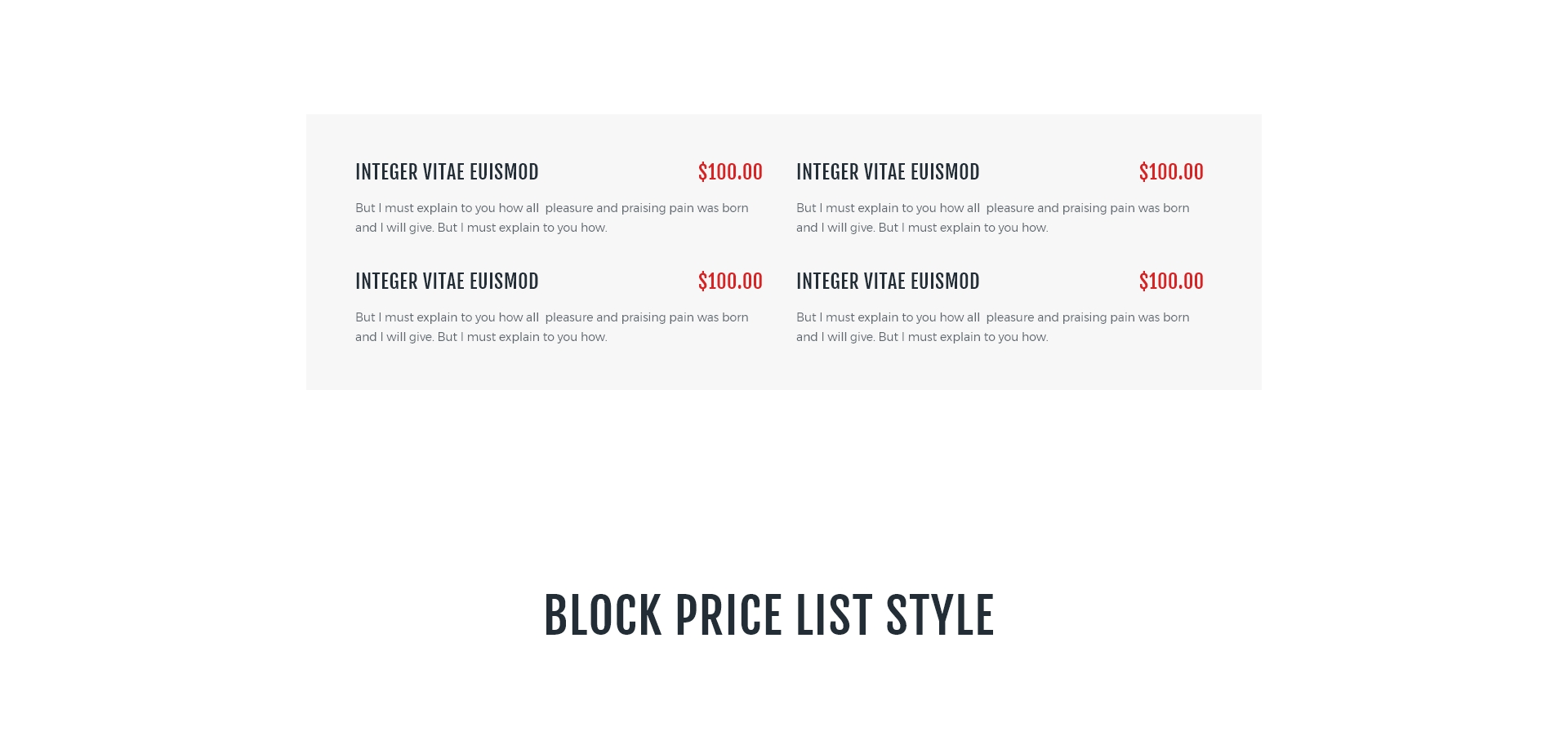 Block price list style