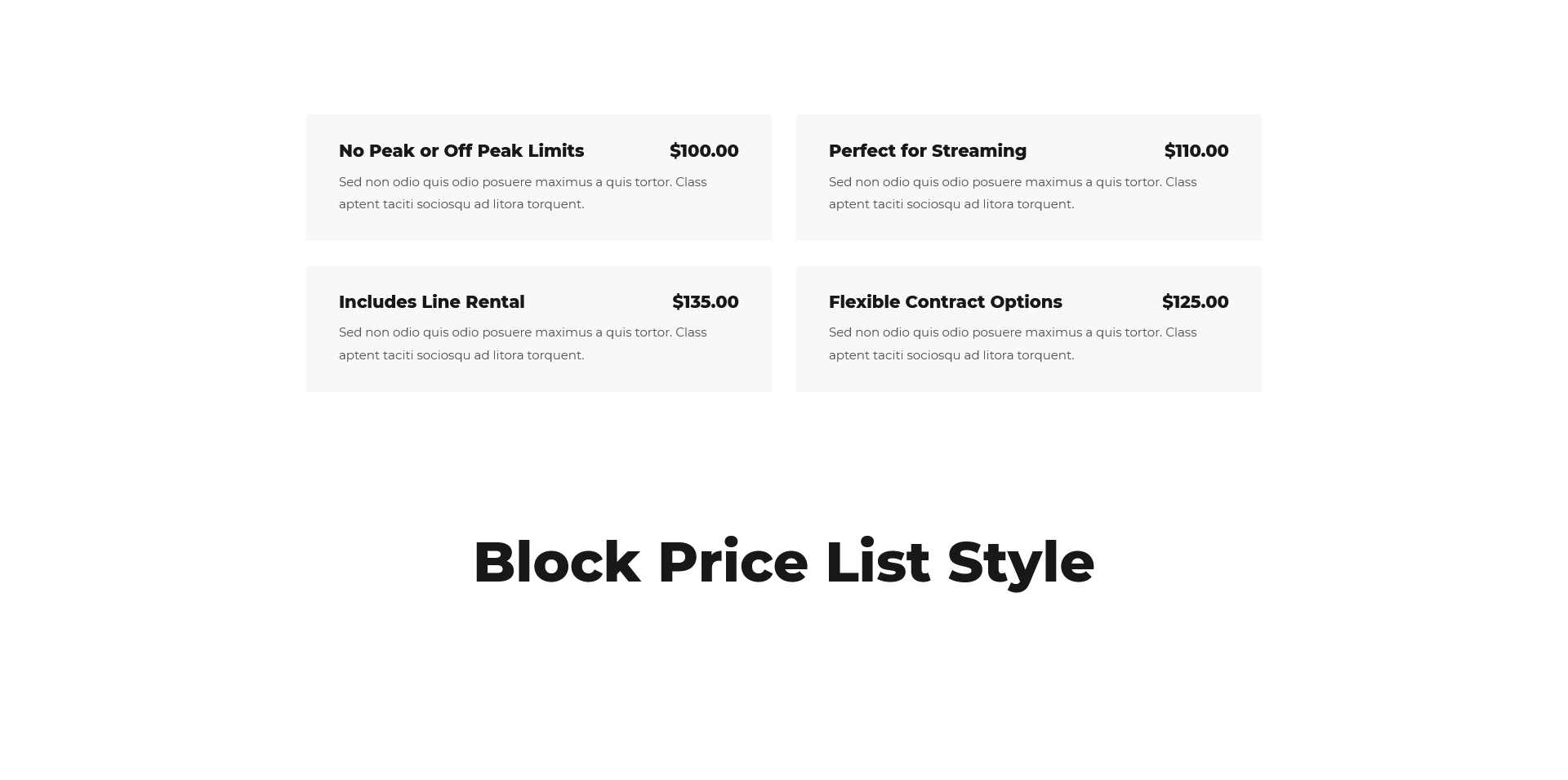 Block Price List Style PRO