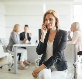 Businesswoman busy at company office meeting